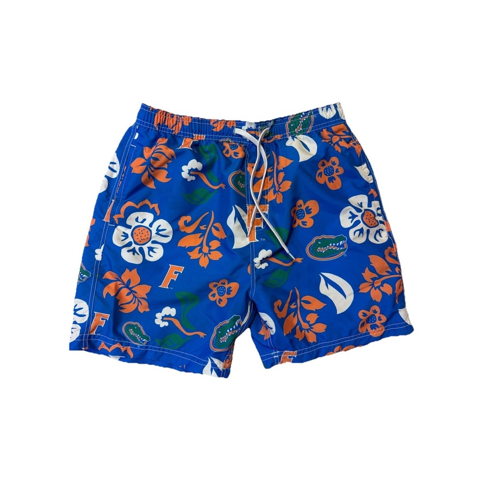 Mens Swim Trunks L Florida Gators Wes & Willy Floral Hibiscus Board Shorts Blue